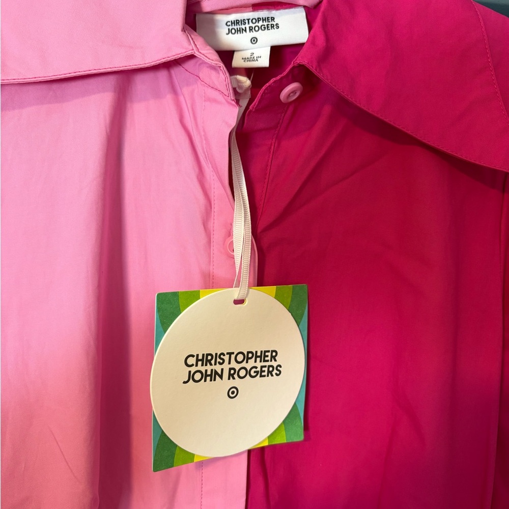 NWT Christopher John Roger for Target pink Colorblock Maxi Shirtdress - Picture 3 of 4